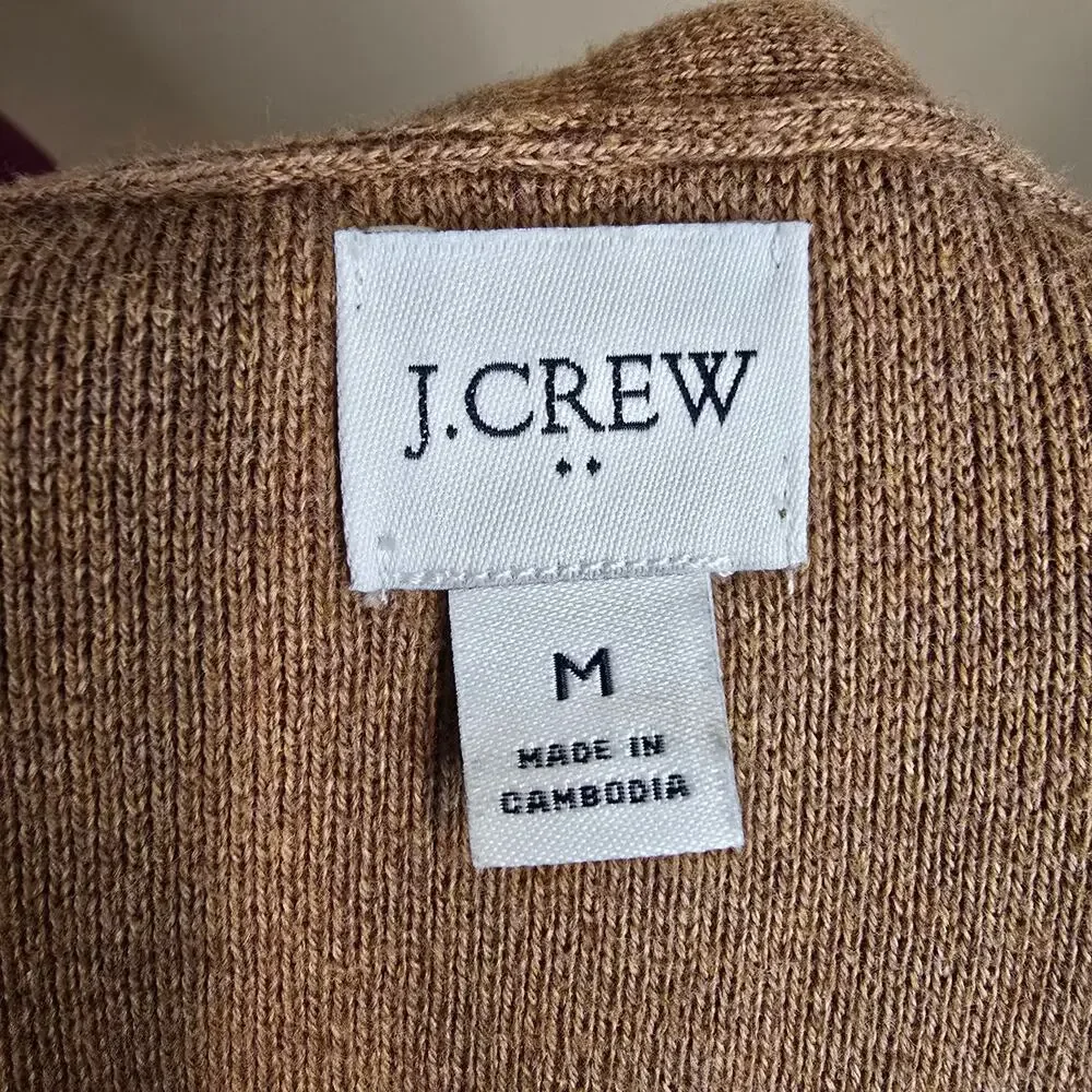 Women's J. Crew Brown Open Front Cotton Sweater Cardigan | Size Medium